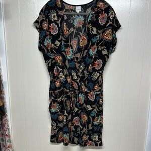 Kaileigh Orange and Blue Sheath Romper with Dolman Sleeves
